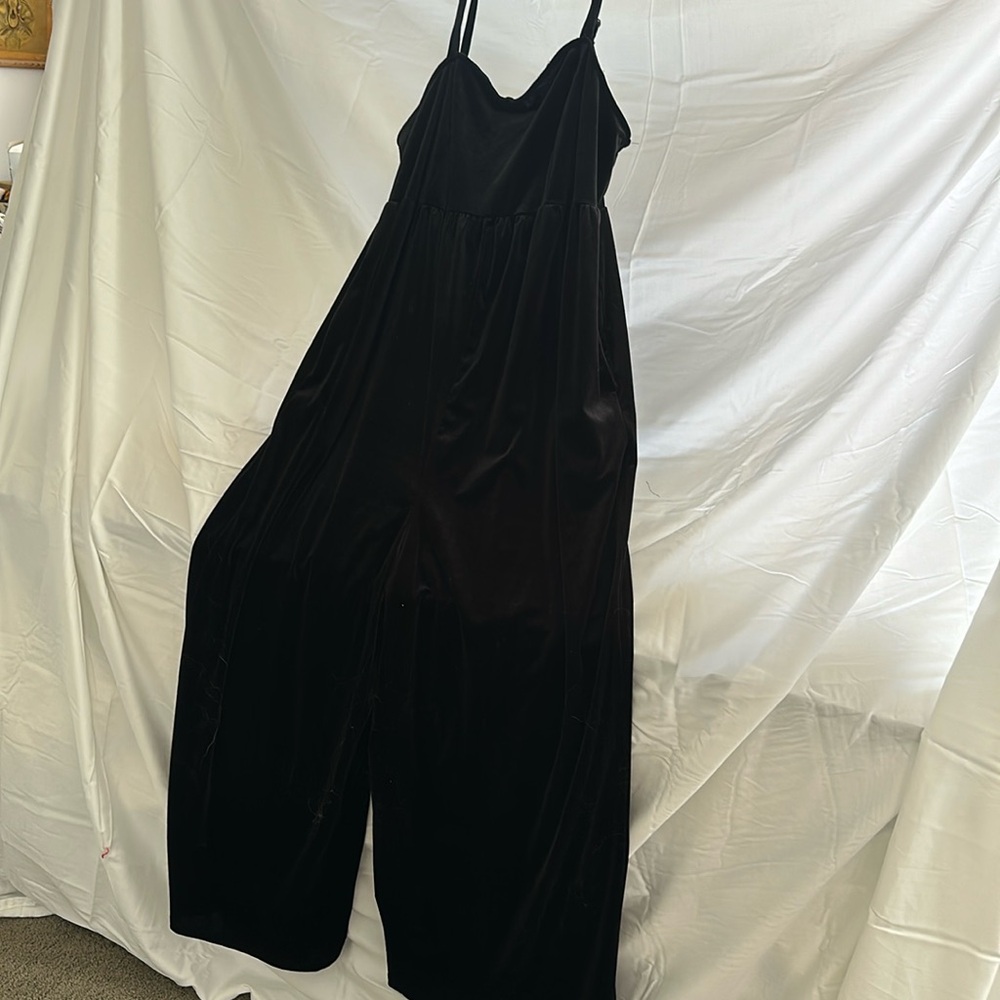 Maternity black velvet jumpsuit